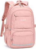 Taygeer School Bag for Girls, Lightweight Backpack for Teenage Girls Women | School Backpack Secondary with 11 Pockets, Water-Resistant Pink Backpack, Fits 15.6" Laptop, School & Travel Daypack, Pink