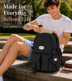 BECOJADDE Backpack School Bag for Women and Girls, 15.6" Laptop, Black 25L | Lightweight rucksack, Water-resistant, Padded shoulder strap, Detachable coin purse, Anti-theft pocket, College, Work, Travel