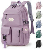 BECOJADDE Backpack School Bag for Women and Girls, 15.6" Laptop, Black 25L | Lightweight rucksack, Water-resistant, Padded shoulder strap, Detachable coin purse, Anti-theft pocket, College, Work, Travel