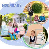 School Bag for Girls, Modern Contrast Color Kids Backpack for Primary High School Students, Fashion Bookbag Aged 6-12 with Furry Pom Pom
