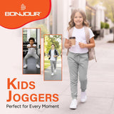 Bonjour Kids Boys Girls Childrens School Jog Pants Sports Games Fleece PE Joggers Trouser Jogging Tracksuit Bottoms Football 3-13 Years