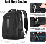 Laptop Backpack, Anti-Theft Business Travel Work Computer Rucksack with USB Charging Port, Large Lightweight College High School Bag for Boy Men Women