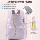 Amythe Girls Backpack, Kids School Bag with Cute Pendant, Purple | Elementary Middle Large BookBag for Teen Girls Grade 3-7, Lightweight Casual Daypack, Back to School / Travel, Fit Trolley