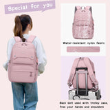 Solid Color School-Bags Black Backpacks for Teens Girls, Multi-pocket Elementary Girls Bookbags,Lightweight Casual Daypack