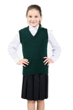 Nawal's Girls Knitted Tank Top V Neck Sleeveless Jumper School Uniform Smart & Comfortable