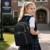 Backpack Women, 15.6 Inch School Backpack Girls Teenager, Laptop Backpack Stylish Daypack Waterproof for School, Uni, Travel, Work, Black