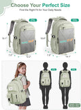 FIORETTO Lightweight School Backpack Womens, Cute School Bag for Teenager Girls, 15.6 Laptop Rucksack Backpack for School Casual Daypacks Travel Backpack for College Work Green 25L