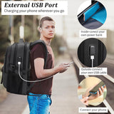 DUSLANG Travel Laptop Backpack, Work Bag Laptop Bag with USB Charging Port, Anti Theft Business Backpack, College School Rucksack for Men and Women, Fits 17 Inch, Black