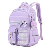 Girls Backpack, Kids Backpack for Girls School Bags with Pen Case, Bow Plaid Book Bag for Elementary Middle Primary High School College