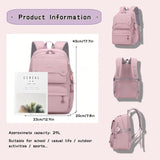 Solid Color School-Bags Black Backpacks for Teens Girls, Multi-pocket Elementary Girls Bookbags,Lightweight Casual Daypack