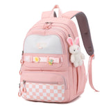 Amythe Girls Backpack, Kids School Bag with Cute Pendant, Purple | Elementary Middle Large BookBag for Teen Girls Grade 3-7, Lightweight Casual Daypack, Back to School / Travel, Fit Trolley