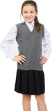 Nawal's Girls Knitted Tank Top V Neck Sleeveless Jumper School Uniform Smart & Comfortable