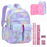 School Bags for Girls with Stationery Set, Refrigerator Door Kids Backpack Rucksack for Primary School, Lightweight Pink School Bag for 8-10 Years Old (Girls, Pink)