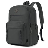 VASCHY School Bag,Lightweight Dual Compartment School Backpack for Teen Boys Girls Water Resistant Unisex 15.6inch Casual Rucksack for Mens/Womens/College/Work/Travel, Black
