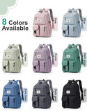 FIORETTO Lightweight School Backpack Womens, Cute School Bag for Teenager Girls, 15.6 Laptop Rucksack Backpack for School Casual Daypacks Travel Backpack for College Work Green 25L