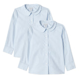 Amazon Essentials Girl's Easy-Iron Long-Sleeve Peter Pan School Uniform Shirt, Pack of 2