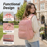 Taygeer School Bag for Girls, Lightweight Backpack for Teenage Girls Women | School Backpack Secondary with 11 Pockets, Water-Resistant Pink Backpack, Fits 15.6" Laptop, School & Travel Daypack, Pink