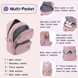 Solid Color School-Bags Black Backpacks for Teens Girls, Multi-pocket Elementary Girls Bookbags,Lightweight Casual Daypack