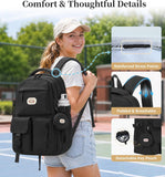 BECOJADDE Backpack School Bag for Women and Girls, 15.6" Laptop, Black 25L | Lightweight rucksack, Water-resistant, Padded shoulder strap, Detachable coin purse, Anti-theft pocket, College, Work, Travel