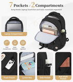 BECOJADDE Backpack School Bag for Women and Girls, 15.6" Laptop, Black 25L | Lightweight rucksack, Water-resistant, Padded shoulder strap, Detachable coin purse, Anti-theft pocket, College, Work, Travel