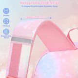 School Bags for Girls with Stationery Set, Refrigerator Door Kids Backpack Rucksack for Primary School, Lightweight Pink School Bag for 8-10 Years Old (Girls, Pink)