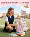 LOVEVOOK Cute School Backpack for Girls Ages 7-16, Bookbag with Plush Bear & Clear Display Pocket, Fits 15.6 Inch Laptop & 40oz Tumbler, Back to School Backpack for Elementary & Middle School