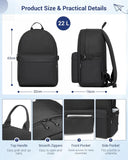 Kono School Bag for Boys Girls Teenager Black Backpack Lightweight Rucksack | 15.6 Inch Laptop Sleeve, Solid Colour Back to School Large Daypack, Ideal for College Work Travel and Daily Commuting
