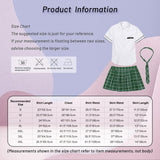 Oyolan Womens Schoolgirl Cosplay Uniform Outfits Short Sleeves Tie T-Shirt Pleated Plaid Skirt Sets