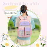 VIDOSCLA Cute Coloful Casual Daypack for Girls,Teens Elementary School Backpack,Primary Book Bags forTeens Gradient purple-L