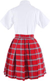 Elibelle Japanese Tartan Pleated School Uniform Cosplay Costumes with Socks Eyeglass Frame Set