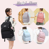 Solid Color School-Bags Black Backpacks for Teens Girls, Multi-pocket Elementary Girls Bookbags,Lightweight Casual Daypack
