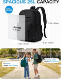VASCHY School Bag,Lightweight Dual Compartment School Backpack for Teen Boys Girls Water Resistant Unisex 15.6inch Casual Rucksack for Mens/Womens/College/Work/Travel, Black