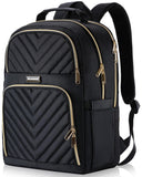 Backpack Women, 15.6 Inch School Backpack Girls Teenager, Laptop Backpack Stylish Daypack Waterproof for School, Uni, Travel, Work, Black