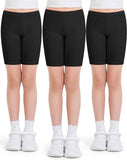 Auranso Girls Cycling Shorts 5-12 Years PE Dance Short Leggings Kids Summer Over Knee Half Length Cycle Shorts 3 Pack
