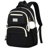 School Bag for Girls, Modern Contrast Color Kids Backpack for Primary High School Students, Fashion Bookbag Aged 6-12 with Furry Pom Pom