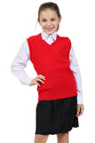 Nawal's Girls Knitted Tank Top V Neck Sleeveless Jumper School Uniform Smart & Comfortable