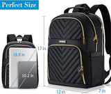 Backpack Women, 15.6 Inch School Backpack Girls Teenager, Laptop Backpack Stylish Daypack Waterproof for School, Uni, Travel, Work, Black