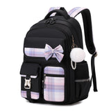 Girls Backpack, Kids Backpack for Girls School Bags with Pen Case, Bow Plaid Book Bag for Elementary Middle Primary High School College