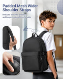 Kono School Bag for Boys Girls Teenager Black Backpack Lightweight Rucksack | 15.6 Inch Laptop Sleeve, Solid Colour Back to School Large Daypack, Ideal for College Work Travel and Daily Commuting