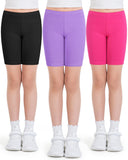 Auranso Girls Cycling Shorts 5-12 Years PE Dance Short Leggings Kids Summer Over Knee Half Length Cycle Shorts 3 Pack