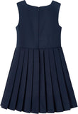 LOLANTA Girls Pleated Pinafore School Uniform Jumper Dress, Square Neck Sleeveless with Button Decoration, Anti-Wrinkle, 5-12 Years