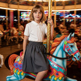 UK School Uniform Girls Summer Formal Dress Bottom Full Elastic Box Pleat Skirt Only Uniform