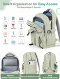 FIORETTO Lightweight School Backpack Womens, Cute School Bag for Teenager Girls, 15.6 Laptop Rucksack Backpack for School Casual Daypacks Travel Backpack for College Work Green 25L