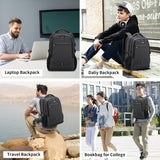 DUSLANG Travel Laptop Backpack, Work Bag Laptop Bag with USB Charging Port, Anti Theft Business Backpack, College School Rucksack for Men and Women, Fits 17 Inch, Black