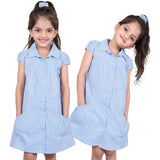 A2Z 4 Kids Girls Dress Pack of 2 School Uniform Pleated Gingham Checked Summer Dressess with Bobble Breathable Comfortable Lightweight Clothing PE Age 3-14 Years