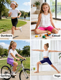 Auranso Girls Cycling Shorts 5-12 Years PE Dance Short Leggings Kids Summer Over Knee Half Length Cycle Shorts 3 Pack