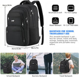 Paude Laptop Backpack,School Backpack Large Bookbag for High School College Students,Black Backpack for Men Office Business,Waterproof