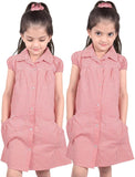 A2Z 4 Kids Girls Dress Pack of 2 School Uniform Pleated Gingham Checked Summer Dressess with Bobble Breathable Comfortable Lightweight Clothing PE Age 3-14 Years