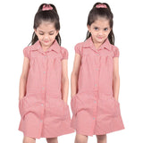 A2Z 4 Kids Girls Dress Pack of 2 School Uniform Pleated Gingham Checked Summer Dressess with Bobble Breathable Comfortable Lightweight Clothing PE Age 3-14 Years