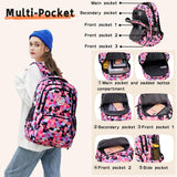 Bansusu Geometric Print Backpacks for Girls Boys School, Capacity School Girls Backpacks for Kids Water-resistant Bookbags, Black-S